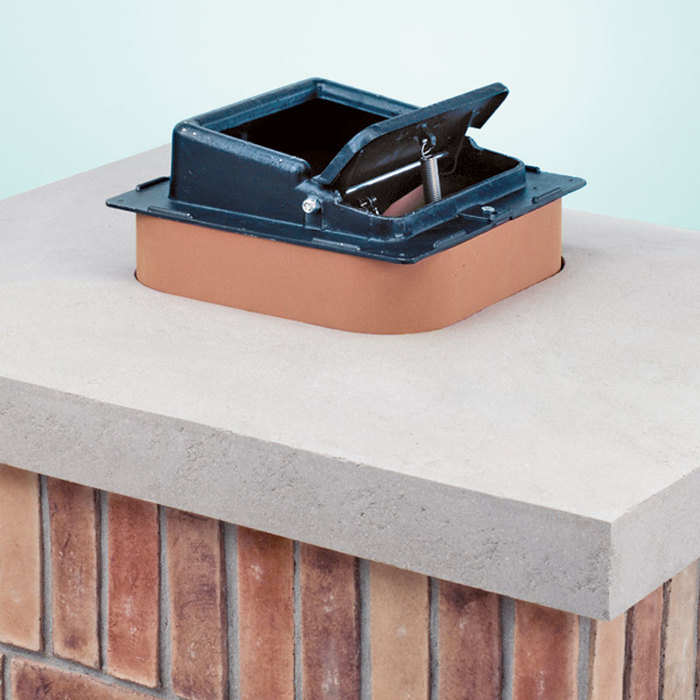 Traditions Chimney Sweeps stock photo of Lyemance top sealing dampers. Traditional top selling Lyemance damper in open position.