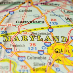 map of Maryland showing a close up of Carroll County